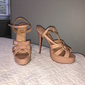 Tan Strappy Stiletto Platform Heels EU 39 -- US 8